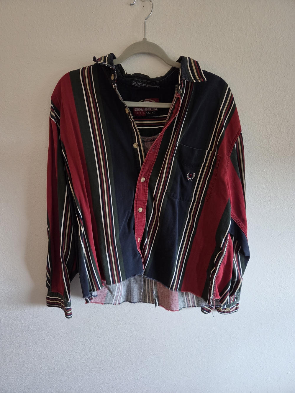 Men’s Red & Navy Striped Button-Down Shirt